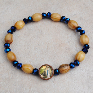 Nouveau modèle de <span class=keywords><strong>chapelet</strong></span> en perles de bois avec image de saint en résine époxy Divine Miséricorde Vierge Marie de <span class=keywords><strong>Lourdes</strong></span> et de Guadalupe Médaille religieuse catholique - Product Image 4