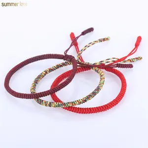 Gelang Buddha Tibet Buatan Tangan Liontin Keberuntungan Cinta Anyaman Simpul Merah Gelang Tali untuk Wanita Pria Aksesoris Perhiasan