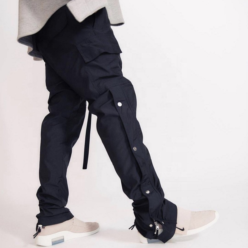 Pantaloni in Nylon stile Casual con cerniera laterale con bottone a scatto per rilassare in forma Cargo da jogging pantaloni Cargo personalizzati da uomo