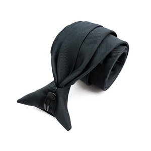 Cravates en polyester noir pour uniforme de sécurité masculin, design personnalisé, logo tissé, cravate à clip - Product Image 6