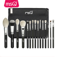 MSQ Set kuas kosmetik rias Logo kustom 15 buah alat Concealer kuas rambut kambing kualitas tinggi