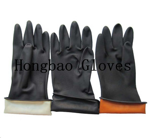 Guantes de seguridad interior naranja exterior negro de <span class=keywords><strong>100g</strong></span> Guantes de látex de caucho industrial SUN con resistencia química para uso en el trabajo - Product Image 3