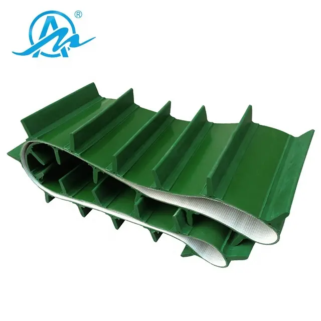 Jalur Produksi Sabuk Konveyor Baffle Hijau Pvc Pemrosesan Khusus