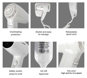 High Quality Ionic 1200W Hotel Bathroom Wall Mounted <strong>Small</strong> Automatic Pedestal <strong>Hair</strong> <strong>Dryer</strong> with Concentrator Nozzle - Product Image 4