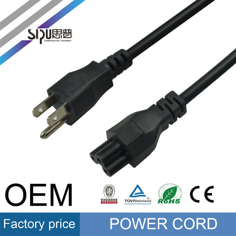 SIPU fabricación China cable de ca cable de alimentación y EE.UU. estándar 2 pin cable de alimentación de ca