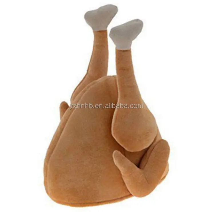 Customized Plush Roasted Turkey Hats Cooked Chicken Thanksgiving Hat Fancy Dress Funny Chicken Leg Move Sing Hat