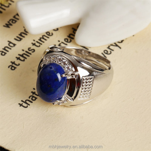 mayor de la piedra preciosa natural anillo 925 plata esterlina fina joyería nueva moda clase lapislázuli ajustable participar - Product Image 5