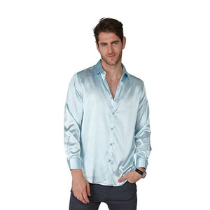 <span class=keywords><strong>Camicia</strong></span> <span class=keywords><strong>di</strong></span> <span class=keywords><strong>raso</strong></span> da <span class=keywords><strong>uomo</strong></span> Slim Fit maglietta <span class=keywords><strong>di</strong></span> lusso da <span class=keywords><strong>uomo</strong></span> in seta Casual da <span class=keywords><strong>uomo</strong></span> manica lunga vestito da partito aderente polo camicie all'ingrosso - Product Image 2