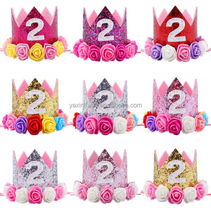 Joyeux premier anniversaire fête chapeaux décor un anniversaire chapeau princesse couronne 1st 2nd 3th an numéro bébé enfants cheveux accessoire - Product Image 4
