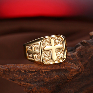 Anelli a Croce in Acciaio Inossidabile Placcato Oro 18K Stile <span class=keywords><strong>Punk</strong></span> <span class=keywords><strong>Rock</strong></span> per Gioielleria Maschile - Product Image 2