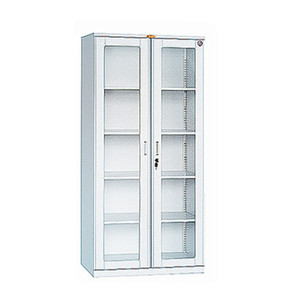 Armoire <span class=keywords><strong>de</strong></span> <span class=keywords><strong>rangement</strong></span> <span class=keywords><strong>de</strong></span> bureau industrielle moderne à 2 portes en verre Classeur en métal à 4 étagères pliable et réglable pour les hôpitaux et les écoles - Product Image 3
