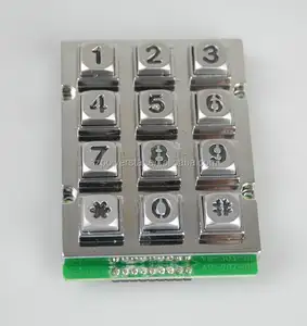 Teclado de borracha 3x4 12 chaves, ip65 impermeável, matriz de aço inoxidável iluminado, botão de silicone, teclado