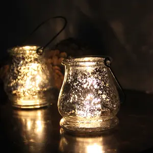 Lanterne en cristal avec poignée, bougie en verre