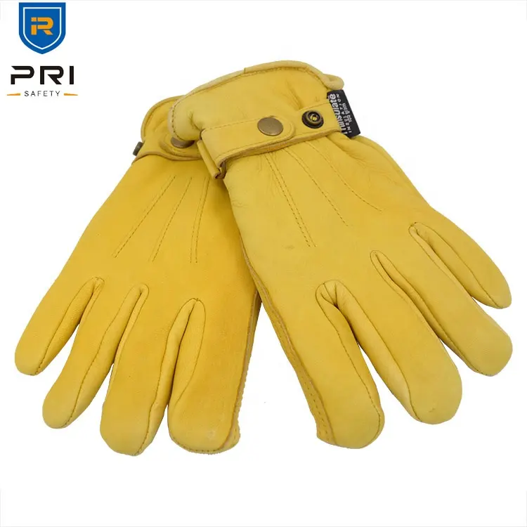 PRI sıcak yalıtımlı astar geyik derisi erkek sürüş açık kış deri iş eldivenleri