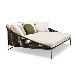 Mobili Da Giardino in rattan Daybed di Grandi Dimensioni All'aperto Solarium Rotondo Mobili Da Giardino Set