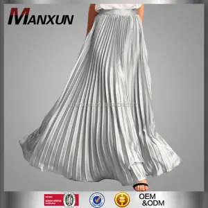 Váy Maxi Xếp Ly Dài Cho Nữ, Váy Maxi Xếp Ly Màu Bạc Phong Cách Hồi Giáo Mới