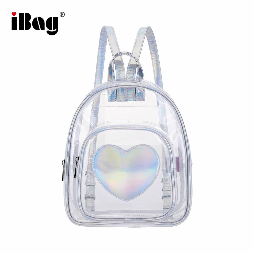 Cute Transparent Bag Shoulder Bag Holo Heart-shape Backpack