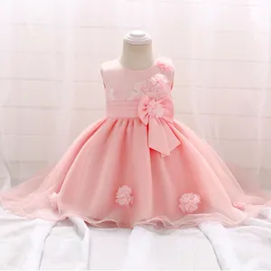 Neueste Design Schöne Mädchen Blume Baby Mädchen Rosa Kinder Party Ein Stück Western Kinder Brautkleid T1866XZ