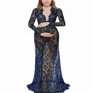 Photography Maternity Dress Sexy Transparent Deep V Lace Fancy Shooting Photo Summer Pregnant Dresses