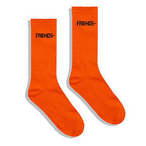 OEM Fashion <strong>Orange</strong> Black 100% Cotton Embroidery Jacquard Custom Logo Crew Sport Men <strong>Socks</strong> - Product Image 2
