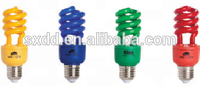 Bombilla LED de color CFL Lámpara de ahorro de energía en espiral OEM 60 80 E10 Bombilla económica 15W 20W 25W Rojo Verde Amarillo Azul E27 B22 AC110V 220V