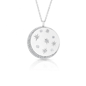 Donne bel regalo <span class=keywords><strong>925</strong></span> argento messicano argento luna stella medaglione collana moneta d'oro - Product Image 4