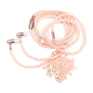 Perhiasan Mode Populer Kalung Mutiara Earphone Bass Berat HIFI Earbud Musik Stereo Headphone