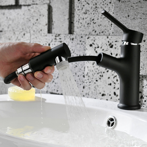 Nuevo sanitarios mezclador de lavabo zwarte kraan sacar Cuenca del <span class=keywords><strong>grifo</strong></span> del baño con <span class=keywords><strong>dos</strong></span> tipos de salida de agua función - Product Image 2