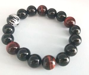 14mm <span class=keywords><strong>dragón</strong></span> <span class=keywords><strong>de</strong></span> plata grano 12mm ojo <span class=keywords><strong>de</strong></span> tigre <span class=keywords><strong>de</strong></span> piedra natural Ágata pulsera para hombres suerte agata brazalete - Product Image 1