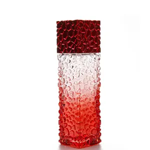 50ml 1,6 UNZEN leere kosmetische verpackung farbe beschichtet duft rechteckigen roten glas parfüm spray flasche