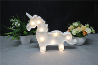 Lampe led blanche en forme de licorne, veilleuse, lampe de Table, signe de licorne, chapiteau, lettre, décoration intérieure, fonctionnement à piles