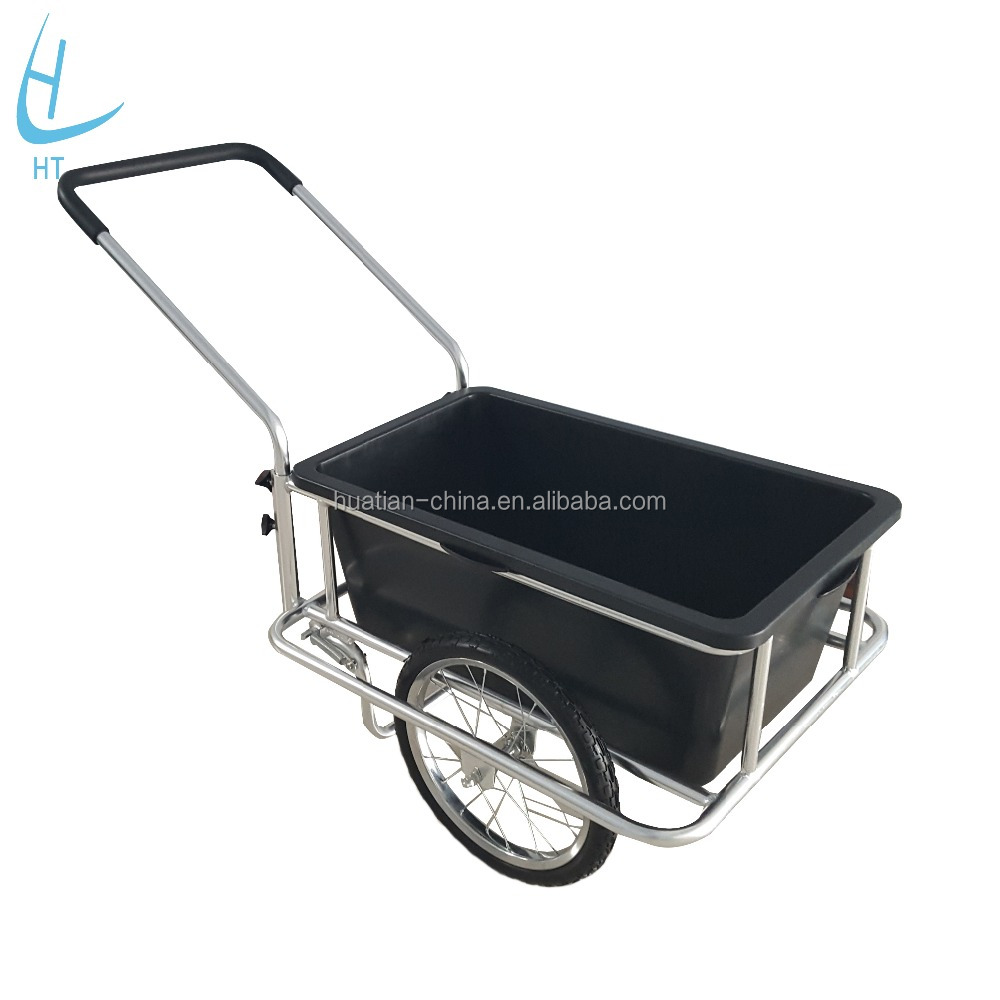 Прочный пластиковый велосипедный трейлер, полуприцеп, ручная тележка с пластиковым ведром/тележка для инструментов TC2025D