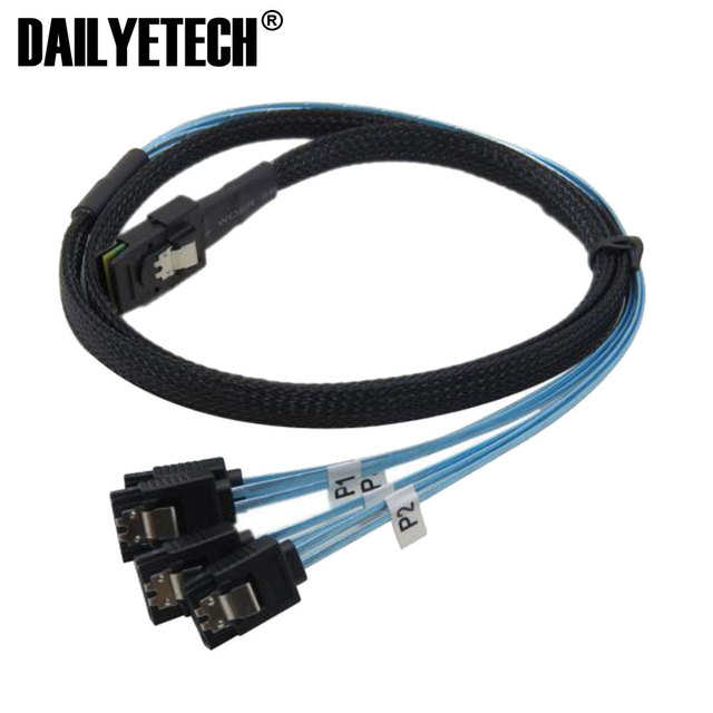 100CM Mini SAS 36P SFF-8087 to 7Pin 4 SATA HD Disk Data Cable From DAILYETECH