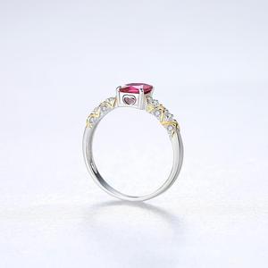 CZCITY Thời Trang <span class=keywords><strong>Ruby</strong></span> Vuông Shape <span class=keywords><strong>Finger</strong></span> Nhẫn CZ Paved Sterling Silver Nhẫn Phụ Nữ Trang Sức Cưới - Product Image 6