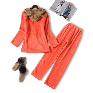 Speciale off di promozione Delle Donne Molle sveglio Pet Lover orso cappuccio Pigiama di Flanella pullover <span class=keywords><strong>pantaloni</strong></span> lunghi della ragazza Pigiama di Flanella set - Product Image 2