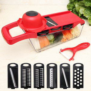 Mandolina <span class=keywords><strong>6</strong></span> en <span class=keywords><strong>1</strong></span> Rallador de queso multifunción Cortador de patatas Picador de cebolla Cortador de verduras - Product Image 3