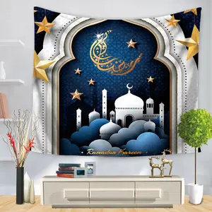 150X130cm 여러 가지 빛깔의 이슬람 라마단 축제 랜턴 이슬람 이드 배경 벽 교수형 태피스트리