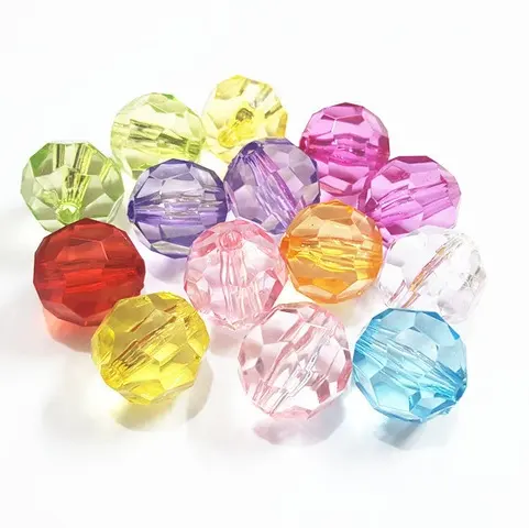 Mixed color faceted transparent clear acrylic beads