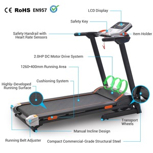 <span class=keywords><strong>2</strong></span>.0HP DC motor <span class=keywords><strong>casa</strong></span> cinta <span class=keywords><strong>de</strong></span> correr plegable máquina en funcionamiento eléctrico - Product Image 5