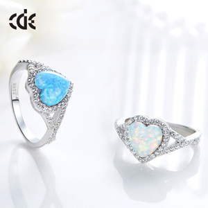 Custom Girl Fashion <strong>Opal</strong> 925 Sterling <strong>Silver</strong> Heart <strong>Ring</strong> - Product Image 2