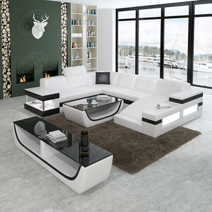 Canapé en cuir véritable en forme de <span class=keywords><strong>U</strong></span> de haute qualité pour salon italien moderne Fabriqué en Chine - Product Image 4