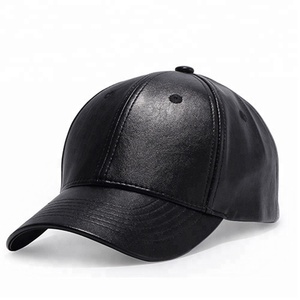 5% OFF wholesale stylish black leather baseball cap cheap price blank leather hat