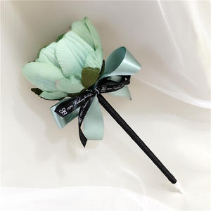 Promosyon toptan yapay çiçek yay tükenmez kalem gül kalem kurdele ile - Product Image 6