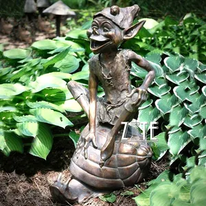Escultura de bronze decorativa para jardim, estátua de goblin de bronze