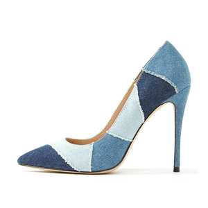 Moda estiva design <span class=keywords><strong>denim</strong></span> colorato punta a punta tacchi alti <span class=keywords><strong>scarpe</strong></span> per pompe da <span class=keywords><strong>donna</strong></span> <span class=keywords><strong>scarpe</strong></span> da <span class=keywords><strong>donna</strong></span> sexy tacchi personalizzati - Product Image 1