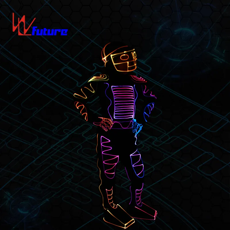 WL-0103 Programmeerbare Robot Kostuum Volwassen Led Stick Show Glasvezel Licht Tron Dance Pakken Futuristische Astronaut Kostuums