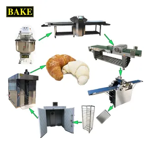 Máquina de pan para panadería, cortador de croissant y línea de producción de croissant con rodillos