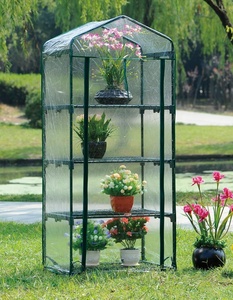 Serra a più livelli per giardinaggio esterno con copertura con cerniera e ripiani <span class=keywords><strong>in</strong></span> metallo per la coltivazione di ortaggi e fiori - Product Image 5