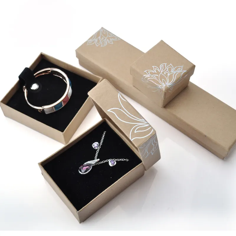 Impressão personalizada de logotipo padrão caixa de embalagem de joias de papel de embalar para anel colar pulseira conjunto brinco