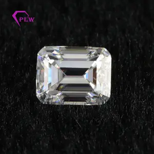 视频可用大型 moissanite 纯白色 VVS 祖母绿切割 moissanite 批发